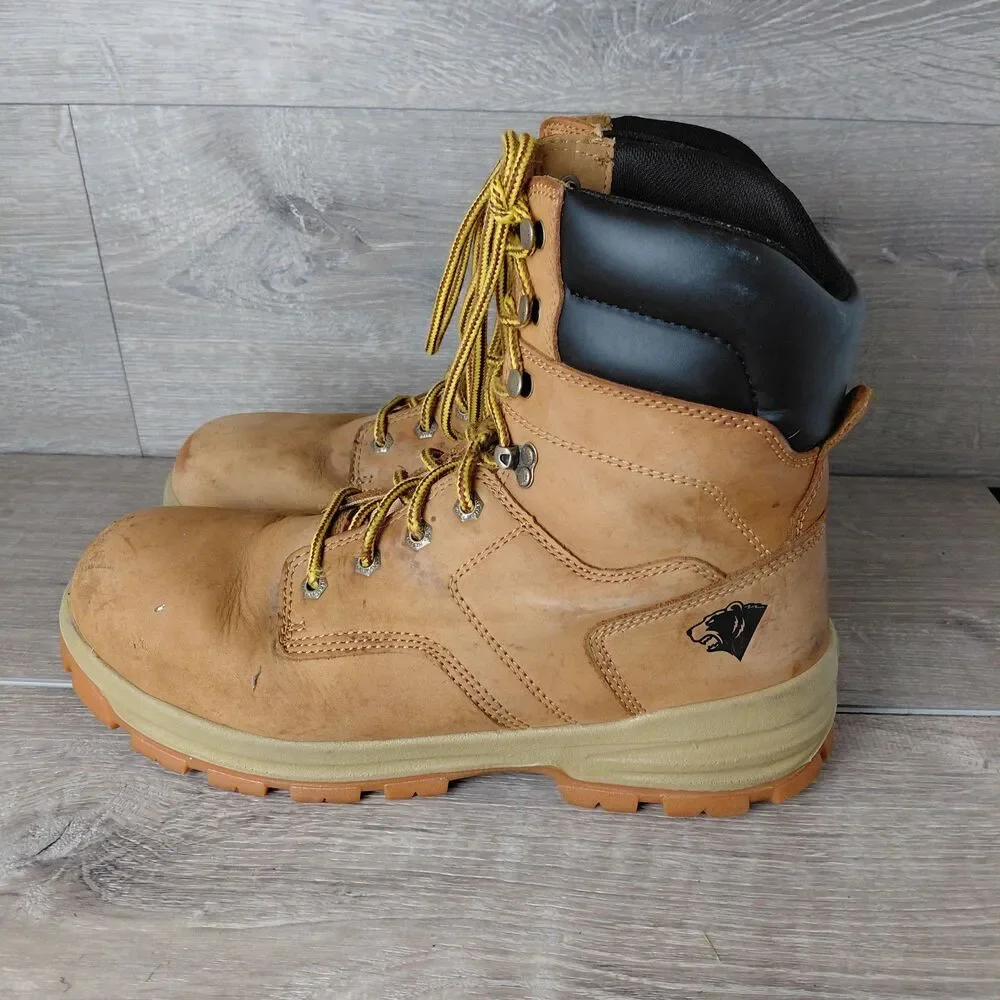 Herman Survivors Grizzly Steel Toe Work Boots Mens Size 12 Wide Tan Leather ASTM